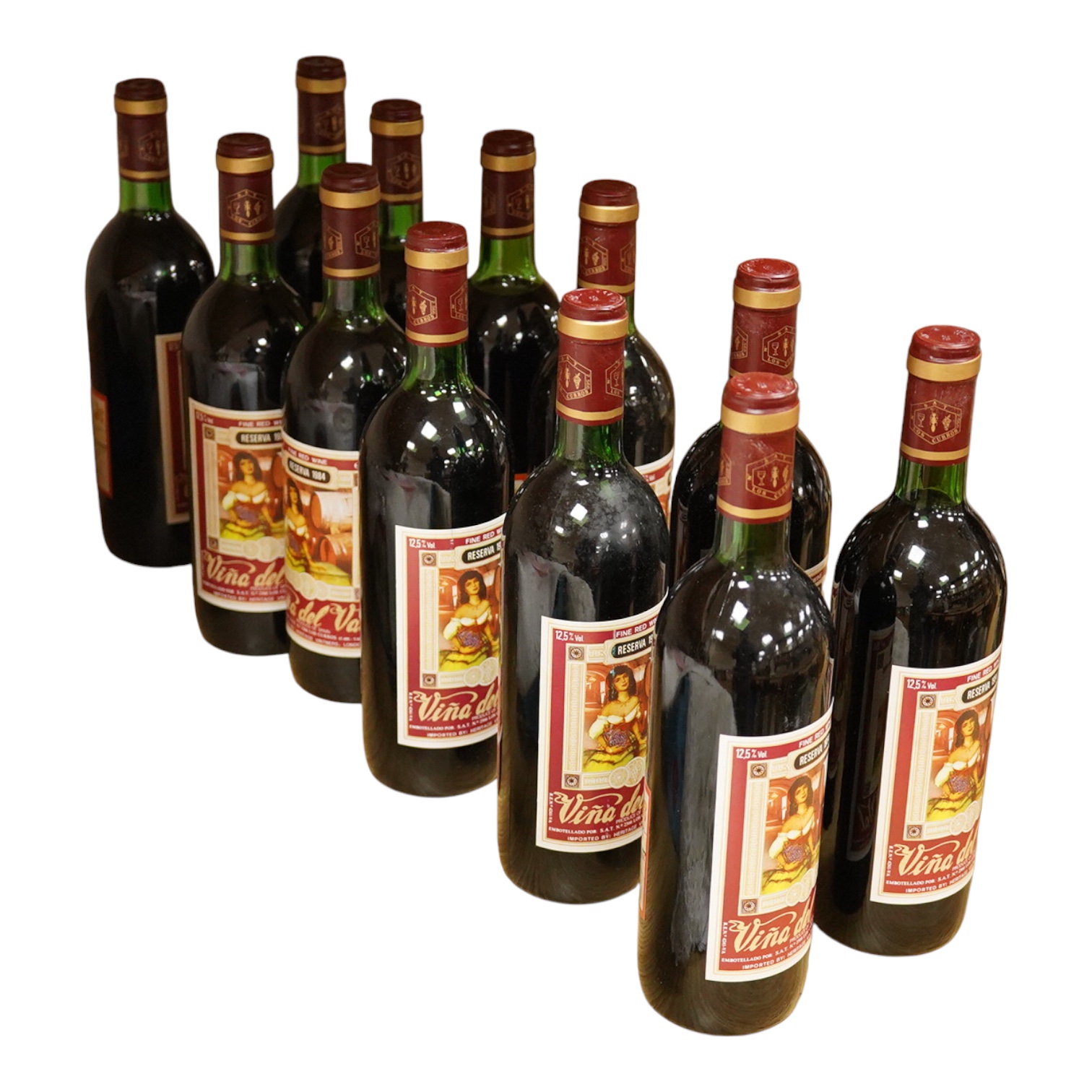 Twelve bottles of Vina del Val Reserva, 1984.